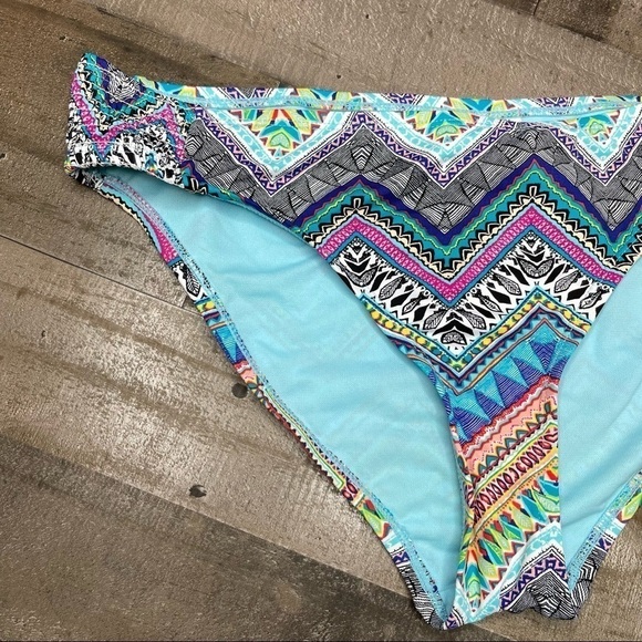 Liz Claiborne Multicolored Modern Triable Print Bikini Bottom size 16 - Picture 4 of 8